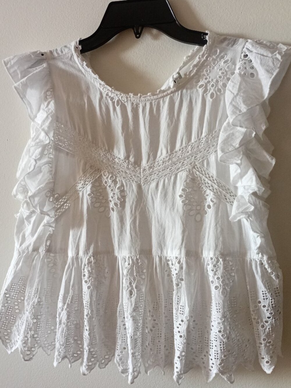 Zara 100% Cotton White Eyelet Blouse